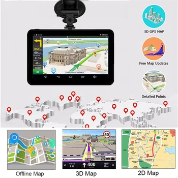 Anfilite H55 Android auta GPS Navigátor Quad Core 16GB 7 palcový dash cam 1080P video Rekordér Registrátor s free Europe maps