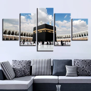 Modulárny Plátne Obrazy Domova 5 Kusov Islamskej Moslimský Náboženský Islam Hajj Kolo Plagát na Stenu Umenie HD Výtlačkov Obrázkov Rám