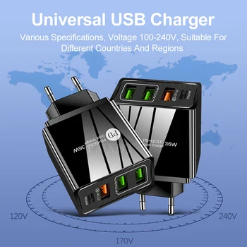 36W Rýchle Nabíjanie QC3.0 USB Nabíjačka, Rýchle Nabíjanie EÚ a USA UK PD 3.0 Nabíjačku Mobilného Telefónu, Pre Iphone Xiao Huawei Honor Multi Port