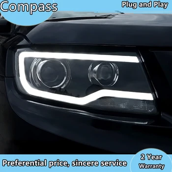 Auto Styling Head Lamp Prípade Jeep Compass Rokov 2011-2016 Grand Cherokee LED Reflektor DRL Objektív Dvojitý Lúč Bi-Xenon
