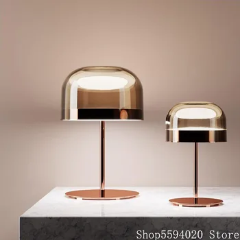 Taliansky Post Moderný Sklenený Stôl Čítanie Tvorivé Rose Gold Luxusné Stolové Svietidlo Art Posteli, Spálne, Obývacia Izba Dizajnér Stolná Lampa