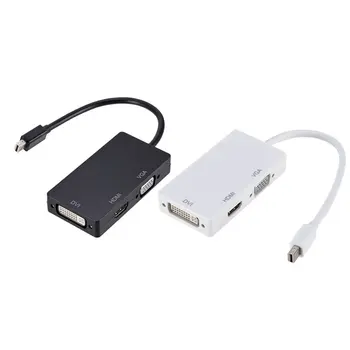 3in1 Mini Display Port DP Thunderbolt DVI VGA HDMI Adapter pre Apple MacBook Čierna Biela Accesspries