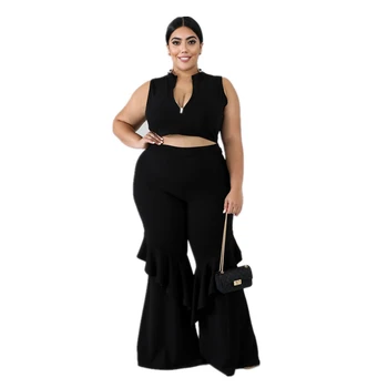 Letné Sexy Oblečenie pre Ženy bez Rukávov Zips V Krku Plodín Top Obličkového Nohavice Nastaviť Plus Veľkosť Oblečenie pre Ženy Dropshipping Veľkoobchod