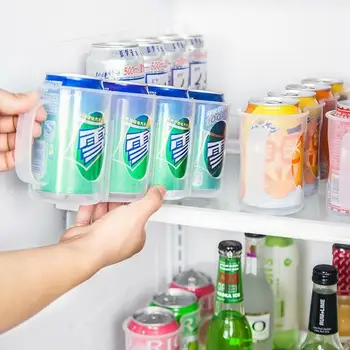 Nový Transparentný Nápoj Fľaša Chladnička Organizátor Prípade Jasne Kontajner Vysokej Kvality 4 Diery Plastové Nádoby Kuchyňa Úložný Box