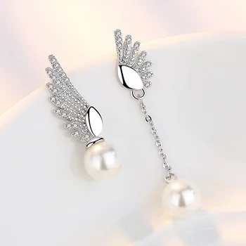 925 Sterling Silver Nové Lesklé Crystal Pearl Stud Náušnice pre Ženy Veľkoobchod Šperky Vianočný Darček Drop Shipping