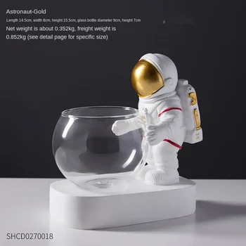 Kreatívne Sklenené Vázy Živice Astronaut Diver Ozdoby, Vázy Hydroponics Plochy Dekor Kvety LED Svetlo Zásuvné Batérie