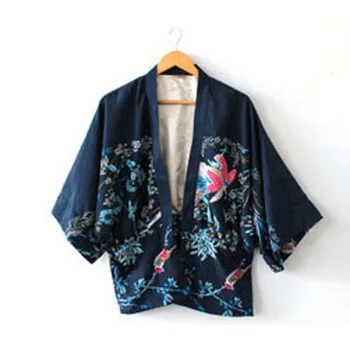 2019 Jar Žena Japonský Štýl Fashipn Cardigan Haori Bunda Šifón Tlač Kimono Yukata Topy Oblečenie Pláž Nosiť Oblečenie