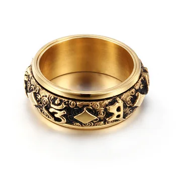 Zlato Mantra otočná krúžok mužov titánové ocele príliv retro panovačný osobnosť jedného ukazováka krúžok s šperky