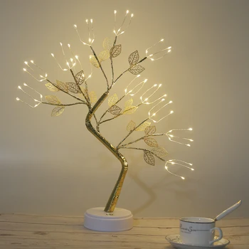 Strom Svetlo 72 LED Nočné Svetlo Strom Medený Drôt Garland Lampa Vianočné Rozprávky Svetlá, Svietidlá Dovolenku osvetlenie Domov Spálňa Decor