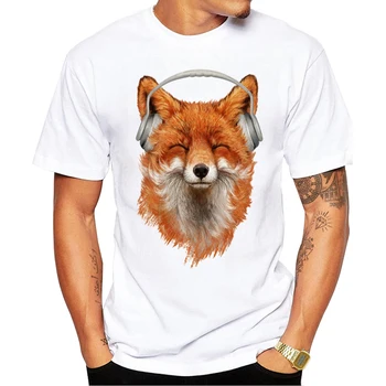 Leto s Úsmevom Hudobné Fox Potlačené Tričká Krátky Rukáv O-Krku Topy Zábavné Tees TEEHUB Hot Predaj Zvierat Muži T-Shirt