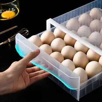 30 Mriežky Plastové Vajíčko Box Potravín Kontajner Vajcia Chladnička Organizátor S Vekom A Zásuvky Domácej Kuchyni Transparentné Prípade Vajcia Box