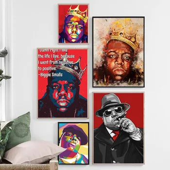 Notoricky známy B. I. G Potent Smalls Tupac Shakur Rapper Kráľ Umenie Plagátu Plátno na Maľovanie na Stenu, Obraz Domova quadro cuadros