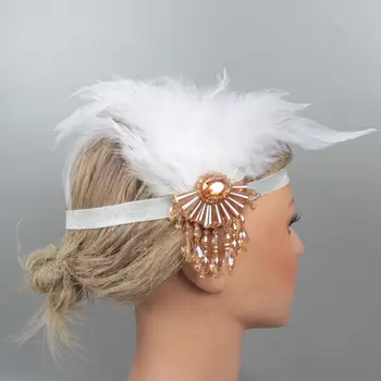 1920 pernatej headhand a gatsby svadobné hostiny pernatej headpiece vlastné