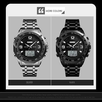 SKMEI Módne Bežné Hodinky Multifunkčné Duálne Zobrazovanie Hodinky Digitálne&pánske Analógové Hodinky Vodotesné Obchodné Muž Náramkové hodinky