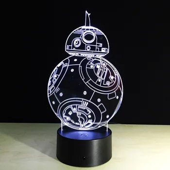 Disney Star Wars BB8 Sphero Droid 3D Svetlo hračka BB-8 Robot Star Wars Akcie Obrázok Hračky Lampy 7 Zmena Farby hračky, Vianočné darčeky