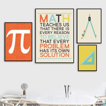 Matematické Pravidlo Kalkulačka π Fibonacciho Výtlačkov a Poters Wall Art Plátno Maliarstvo Raného Vzdelávania obrazov na Stenu Pre Deti Izba Dekor