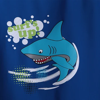 BAOHULU Dva Kusy Nastaviť Plavky Krátke Rukáv O-krku Shark Tlač Vyrážka Stráže UPF 50+ UV Ochranný Plavky Sunblock plavky