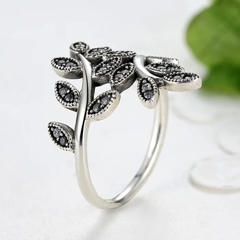 Qikaola Autentické 925 Sterling Silver Ring Pre Ženy Šumivé Listy Strieborný Prsteň Zirkón Šperky Pre Ženy Svadobný Dar R7114
