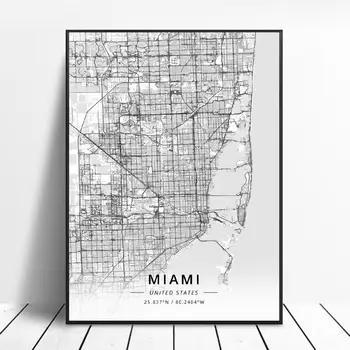 Detroit Memphis Miami Seattle Tucson Yonkers Unitedstates Mapu Plátno Umenie Plagátu