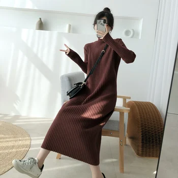 WHCW CGDSR zimné pollover žena pevné sveter šaty žien kórejský štýl teplé, hrubé pletené bežné jumper šaty 2020 nové jeseň