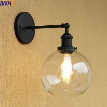 IWHD sklenenú Guľu Retro Vintage Nástenné Svietidlá Sconce Wandlamp LED Edison priemyselné Nástenné Svietidlo Loft Apliques Porovnanie Lampen