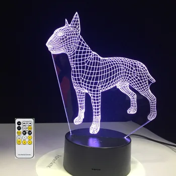 Bull Teriér, Pes 3D Lampen 7 Farieb USB Noc Lampa LED Svetlá pre Deti Darček k Narodeninám Podporu Drop shipping