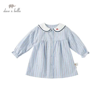 DBM16936 dave bella jar baby girl je roztomilý pruhované šaty deti fashion party šaty deti detská lolita oblečenie