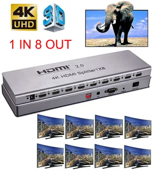 4K 1x8 2.0 HDMI Splitter 1: 2 4 6 8 Výstup 1x2 1x4 HDMI Rozbočovač Video Converter 4K 60HZ 3D EDID RS232 pre PS4 PC, DVD, TV