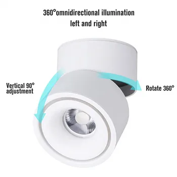 Led Povrchovú montáž Stropu Downlight Nastaviteľný o 360 stupňov Nordic Spot light 12W 7W Stmievateľné led Downlight pre vnútorné Foyer