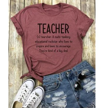 Učiteľ List Tlač Ženy tričko Roztomilý Grafiky Tshirts O-krku Krátky Rukáv Príčinné Hrajuku Lete Vintage Dámy kórejský T-shirt
