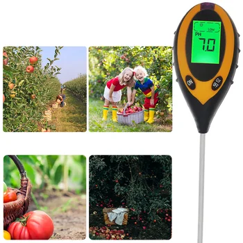 Digitálny Pôdne PH Tester 4 v 1. Pôda Tester PH Vlhkosti Meter Domácnosti LCD Displej Záhradné Rastliny Teplota Svetla Tester Analyzer