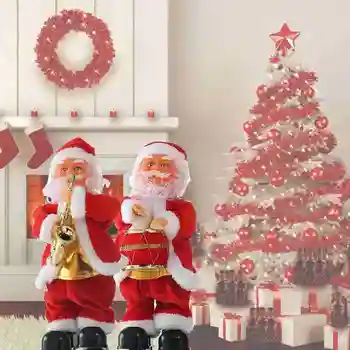 Vianočné Elektrické Santa Claus Padák Santa Claus Hračka Hudby Dieťa Výraz Vynikajúce Tvorivé Dekor Vianoce Hračka Bábika T9E2
