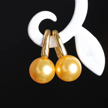 [YS] Štvorcový Dizajn 18k Gold Drop Náušnice 7.5-8 mm Skutočné Prírodné Japonský Akoya Perly Náušnice Jemné Šperky Pre Ženy