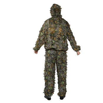 1 Nastavte Poľovnícke Oblečenie 3D Leaf Kabát Nohavice Kamufláž Vonkajšie Jungle Sledovať Vták