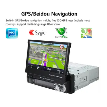Podofo autorádio 1 din auto hráč Autoradio s GPS Bluetooth Car Stereo 1 din, 7