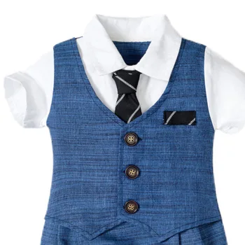 Letné Baby Gentleman, Chlapcov, Šaty, Svadobné Party Bavlna Infant Boys Trakmi, Oblečenie Romper+kravatu Chlapčenské, Detské Oblečenie Oblečenie