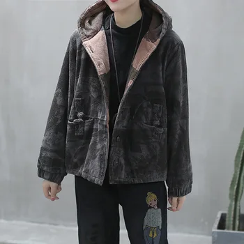 DUŠA TIGER 2019 Módne kórejský Štýl, Dámy Vintage Menčester Bundy Ženy Kamufláž Snehu Kabát Zimný Bežné Kapucňou Oblečenie