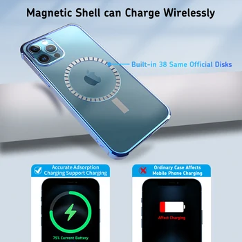 Magnetické Transparentné puzdro Pre iPhone, 11pro, max 12 Pro Max 12 Mini Jasné Kryt Späť Prípade Magsafing Podporu Bezdrôtového Nabíjania