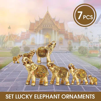 Mini Set Feng Shui Elegantné Elephant Trunk Socha Šťastie, Bohatstvo Figúrka Remesiel Ozdoby Darček pre Home Office Desktop Dekorácie