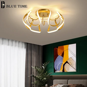 Moderné Led Luster Black&Gold&White Domov Lampy, Stropné Luster Osvetlenie Obývacej izby, Spálne, Jedálne Listry