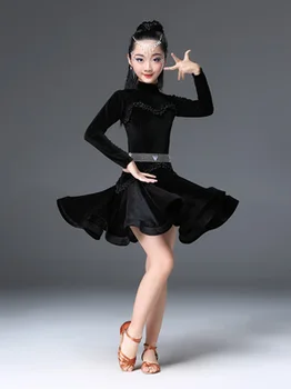 2020 dievčatá latinskej šaty pre tanec spoločenský tanec šaty rumba, samba velvet deti samba cha cha tango sukne štandardné salsa
