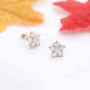 Nový Príchod Kórejský Módne Medené Šperky Nádherné Drahokamu Smalt Crystal Vianočná Vločka Kvet Stud Náušnice Veľkoobchod