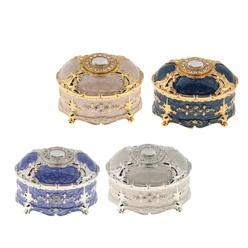 Luxusné Retro Kovové Šperky Box Krúžok Trinket Prípade Vianočný Darček K Narodeninám