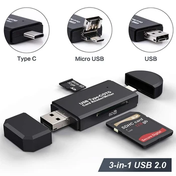 SD Kariet, USB 2.0 Čítačka Micro SD TF Čítačka Smart Adaptéra Pamäťovej Karty Typu C, Cardreader Micro OTG Adaptér pre Notebook