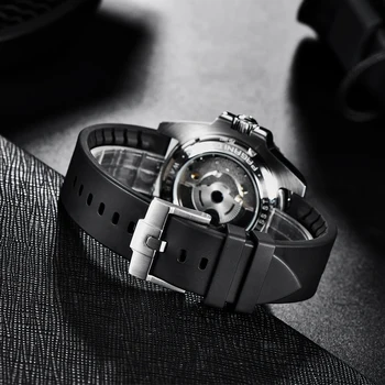 PAGANI DIZAJN Luxusné Muži Mechanické Náramkové hodinky z Nerezovej Ocele GMT Sledovať Gumy Popruh Zafírové Sklo Muži Hodinky reloj hombre