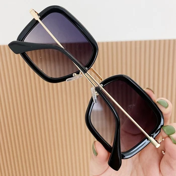 QPeClou 2020 Nový Vintage Kovové Námestie Slnečné Okuliare Ženy Móda Veľké Rámom Slnečné Okuliare Žena Gradient Farebné Odtiene Oculos De Sol