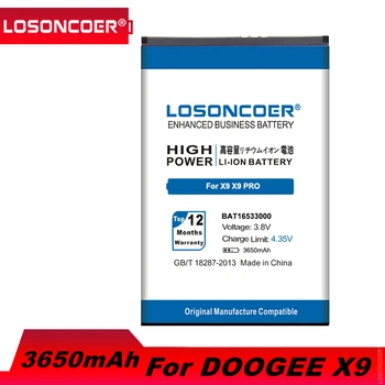 LOSONCOER 3650mAh BAT16533000 Pre DOOGEE X9 5.5 palcový X9Pro X9 Pro, Bateria Batterij Mobilného Telefónu, Batérie Batérie+Rýchle Dorazí