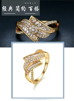 Plný AAA zirkón diamanty Prstene pre ženy, zlatá farba módne luxusné šperky bague bijoux doplnky strany anillos mujer darček