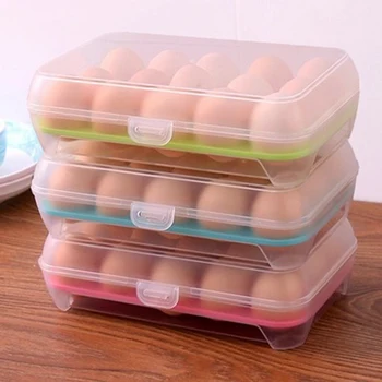 Odolné 15 Mriežky Plastové Vajíčko Úložný Box Vajcia Kartónov Prenosné Wild Piknik Vajcia Organizátor Potravín Držiteľ Chladnička Kuchynské Potreby