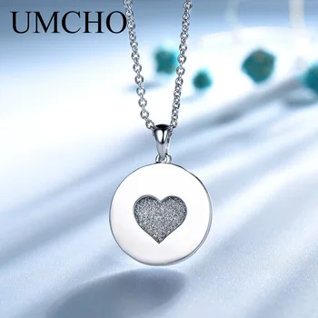 UMCHO 925 Sterling Silver Neklace Srdce Romantický Prívesky & Náhrdelníky Pre Dievčatá Výročie Darček Šperky S Reťazca